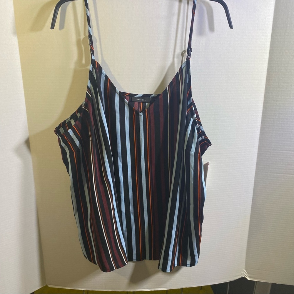 Tank‎ Top Womens by Halogen Size 1X Slimming Vertical Stripes NWT
